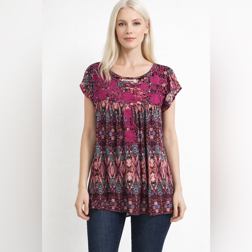 Boho Chic Savanna Jane‎ Embroidered Tunic Top – Size 1X